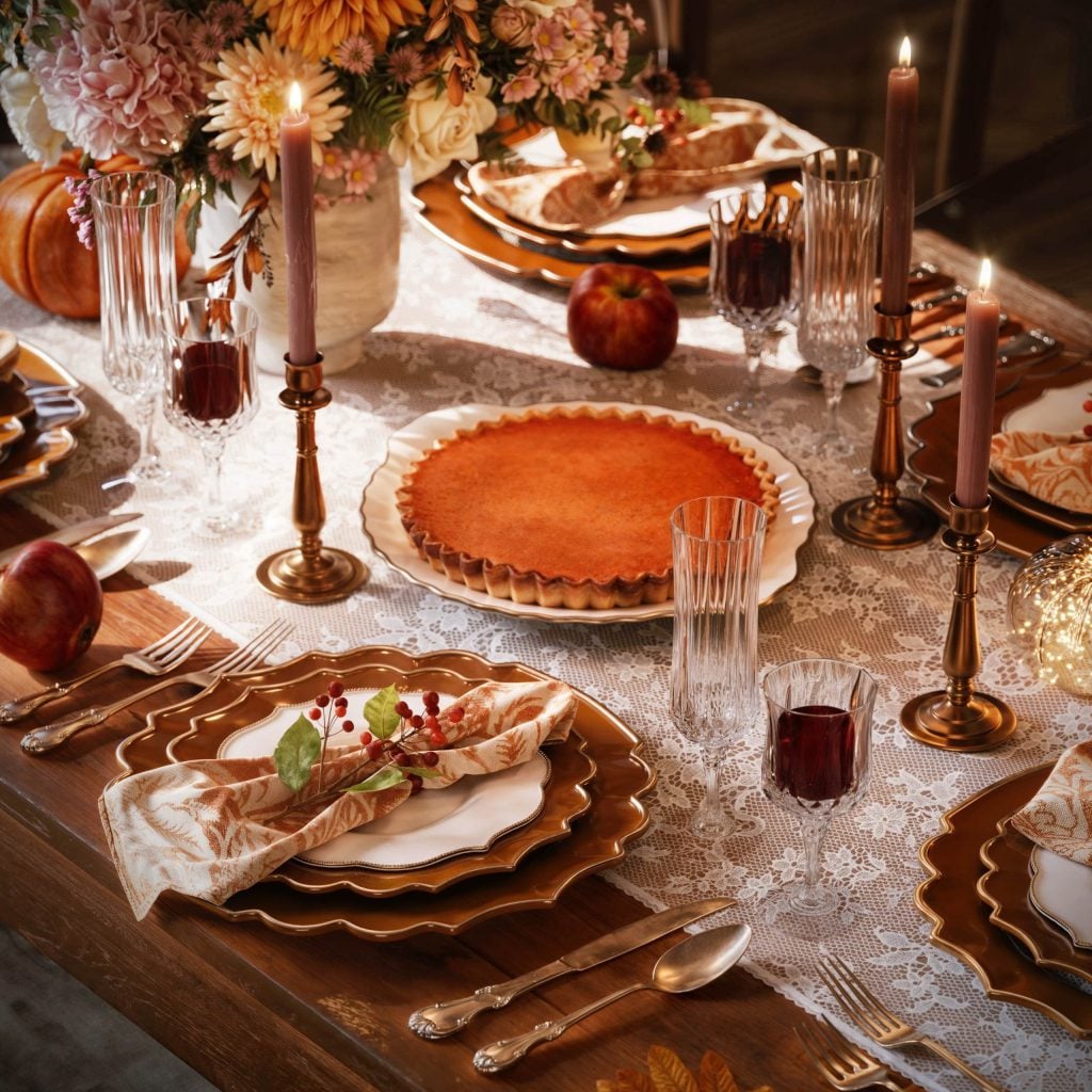 3D Interior Visualization of a Festive Dining Table Setting