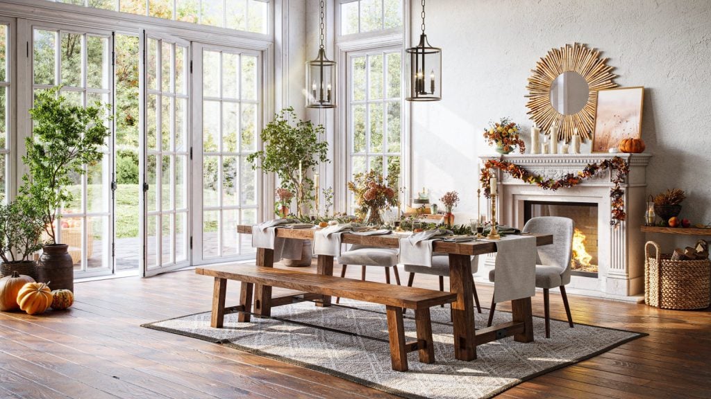 3D Interior Visualization of a Dining Room with Realistic Furniture Rendering
