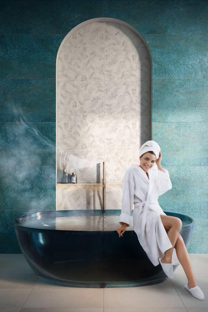 3D Interior Visualization of a trendy Bathroom with Realistic fittings Rendering