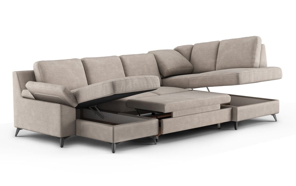 3D Furniture Rendering of stylish Sofa with Storage