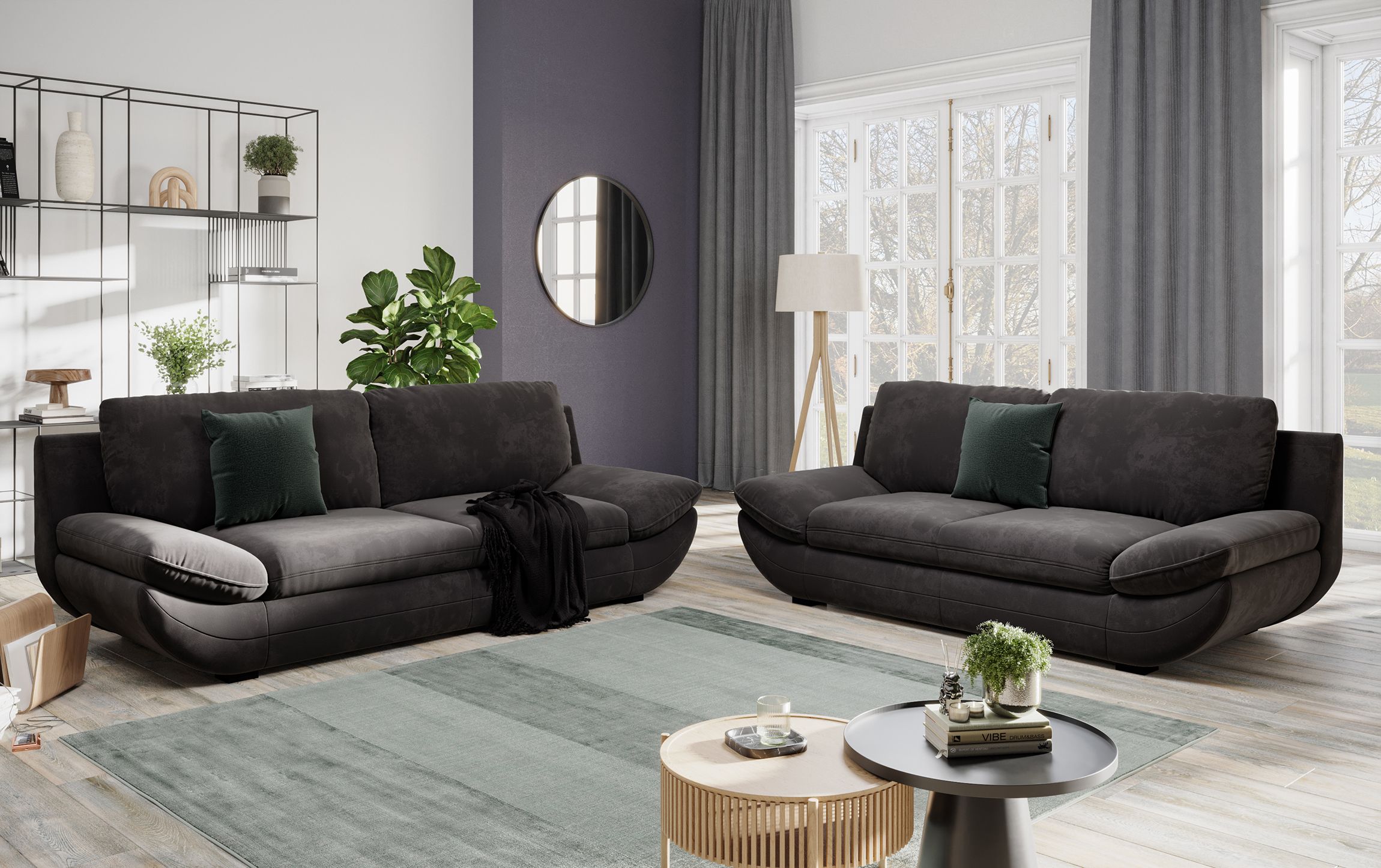 Dark Grey Sofa Lifestyle 3D Render