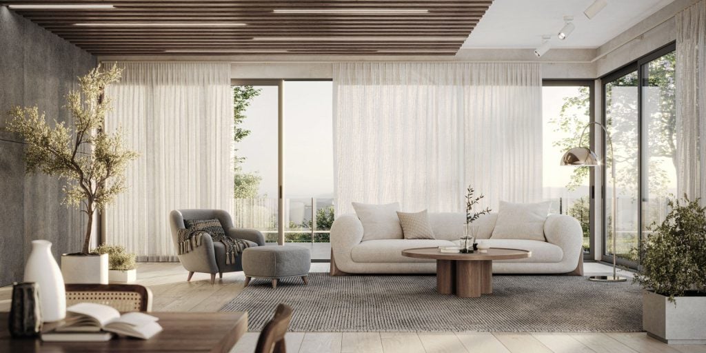 3D Interior Visualization of Modern Living Room