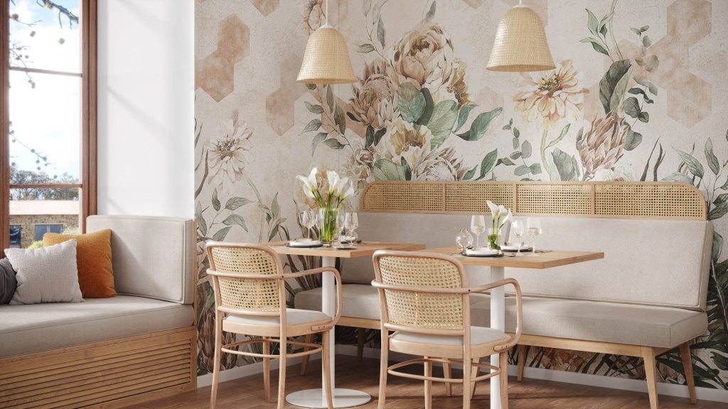 3D Interior Visualization of a Cozy Dining Area with Custom Furniture