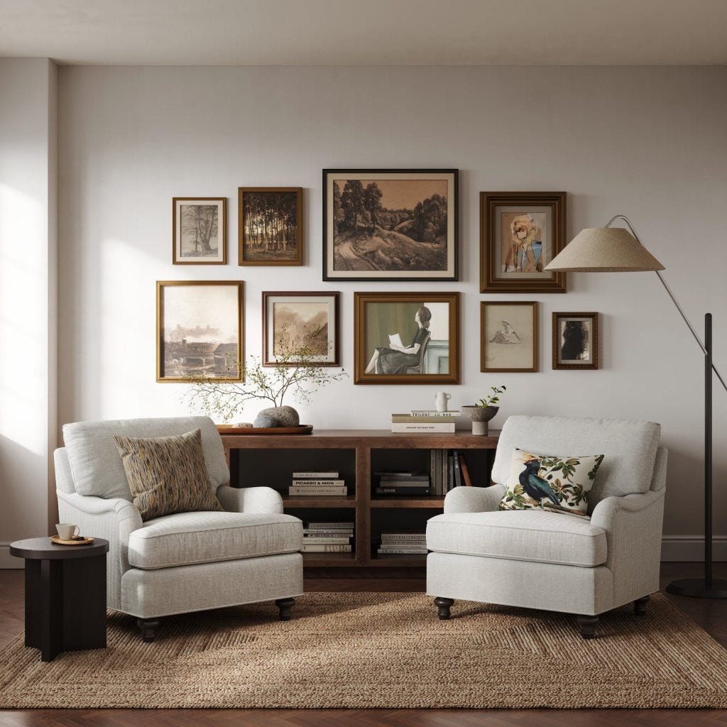 3D Interior Visualization of a Cozy Living Room with Furniture