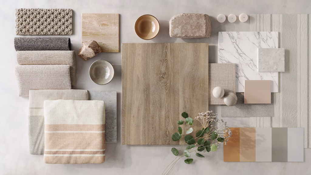 Flooring Moodboard Flatlay Product 3D Visualization