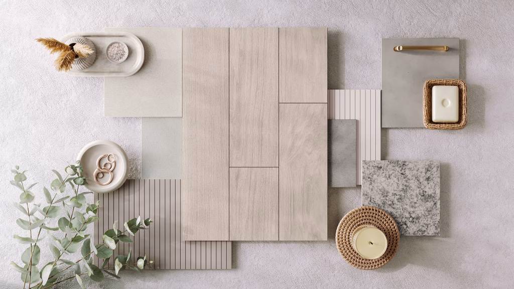 Oak Flooring Flatlay Product 3D Rendering