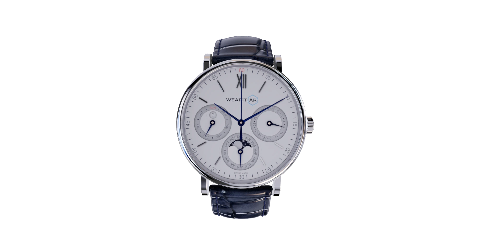 Photorealistic 3D watch model rendered for a virtual try-on platform