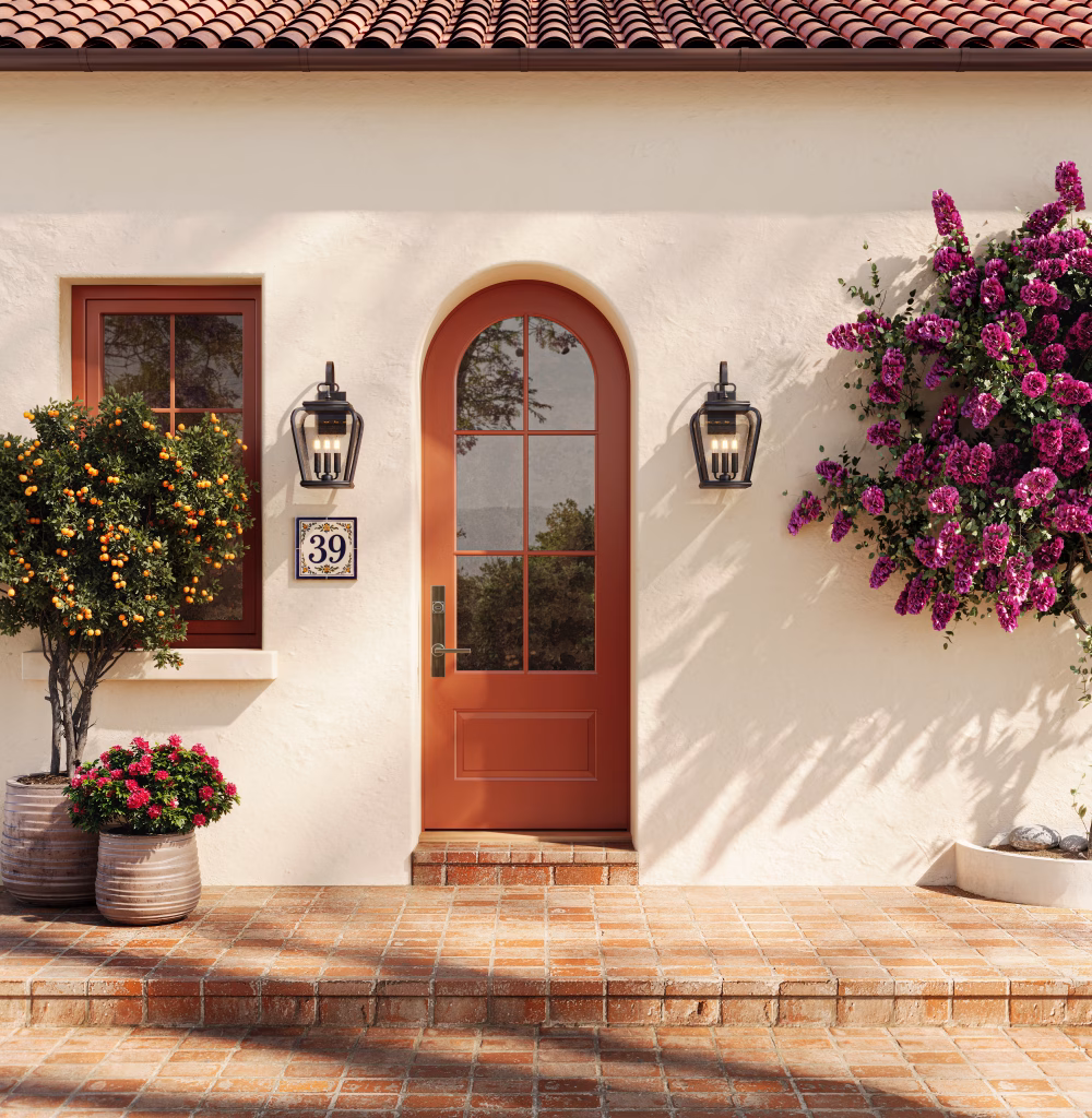 Product CGI of Arched Front Door in Mediterranean Exterior