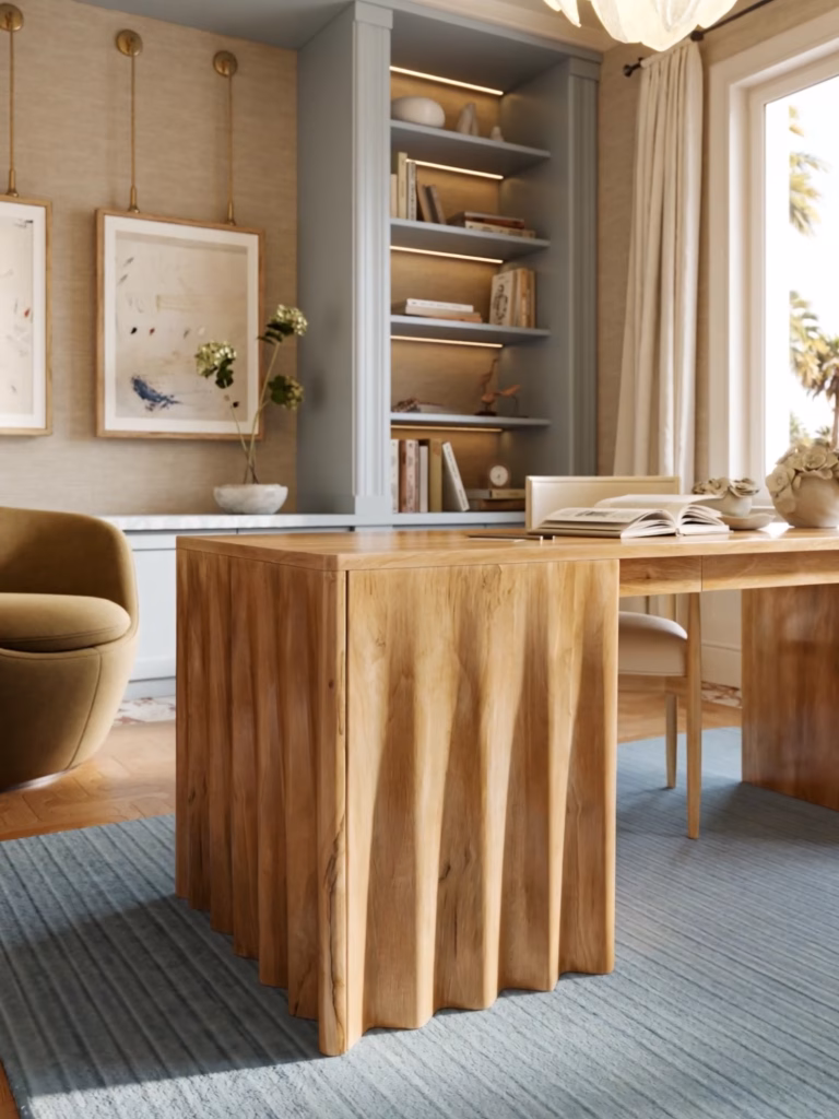 Product 3D Promo of a Solid Wood Desk