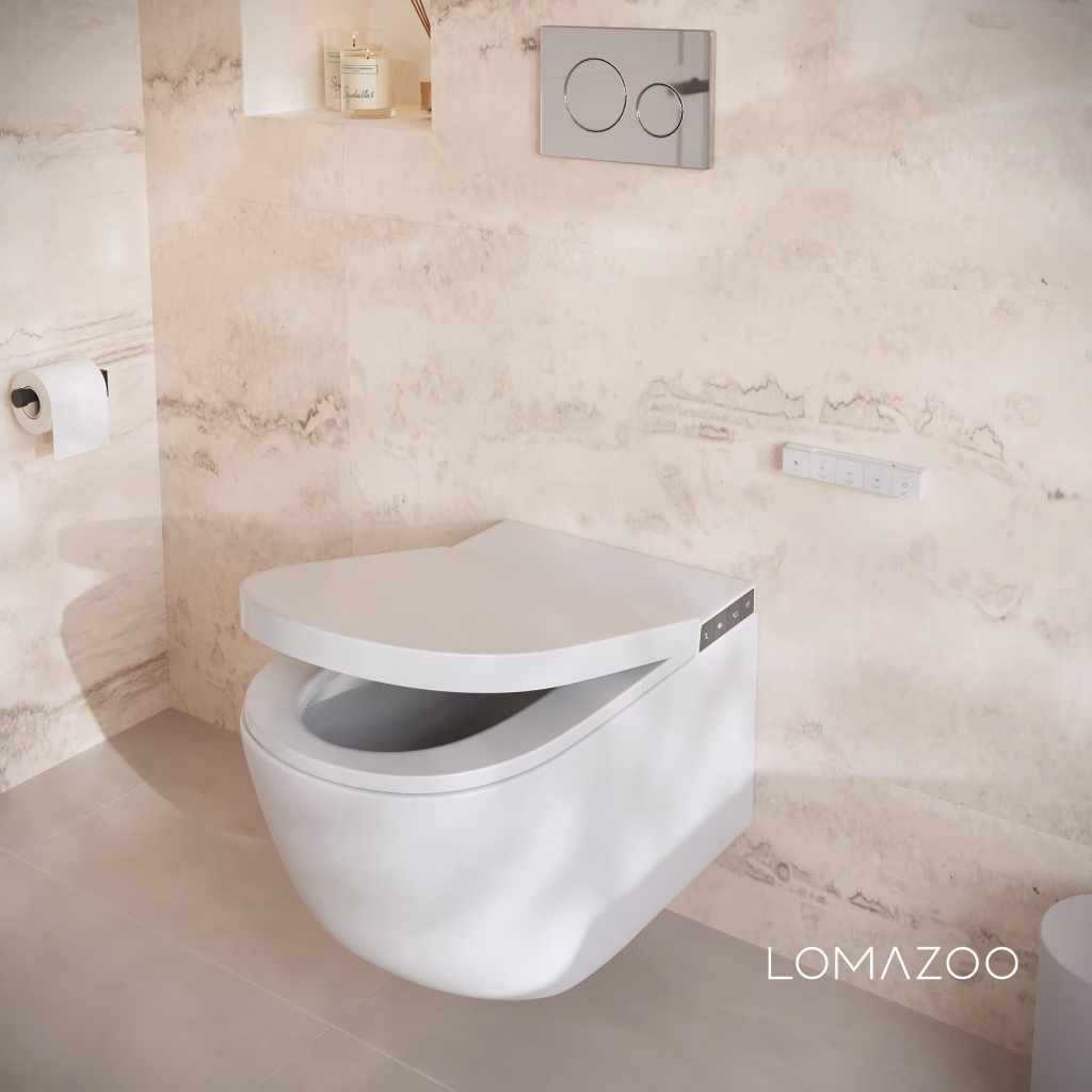 3D Promo of a Wall-Mounted Smart Toilet