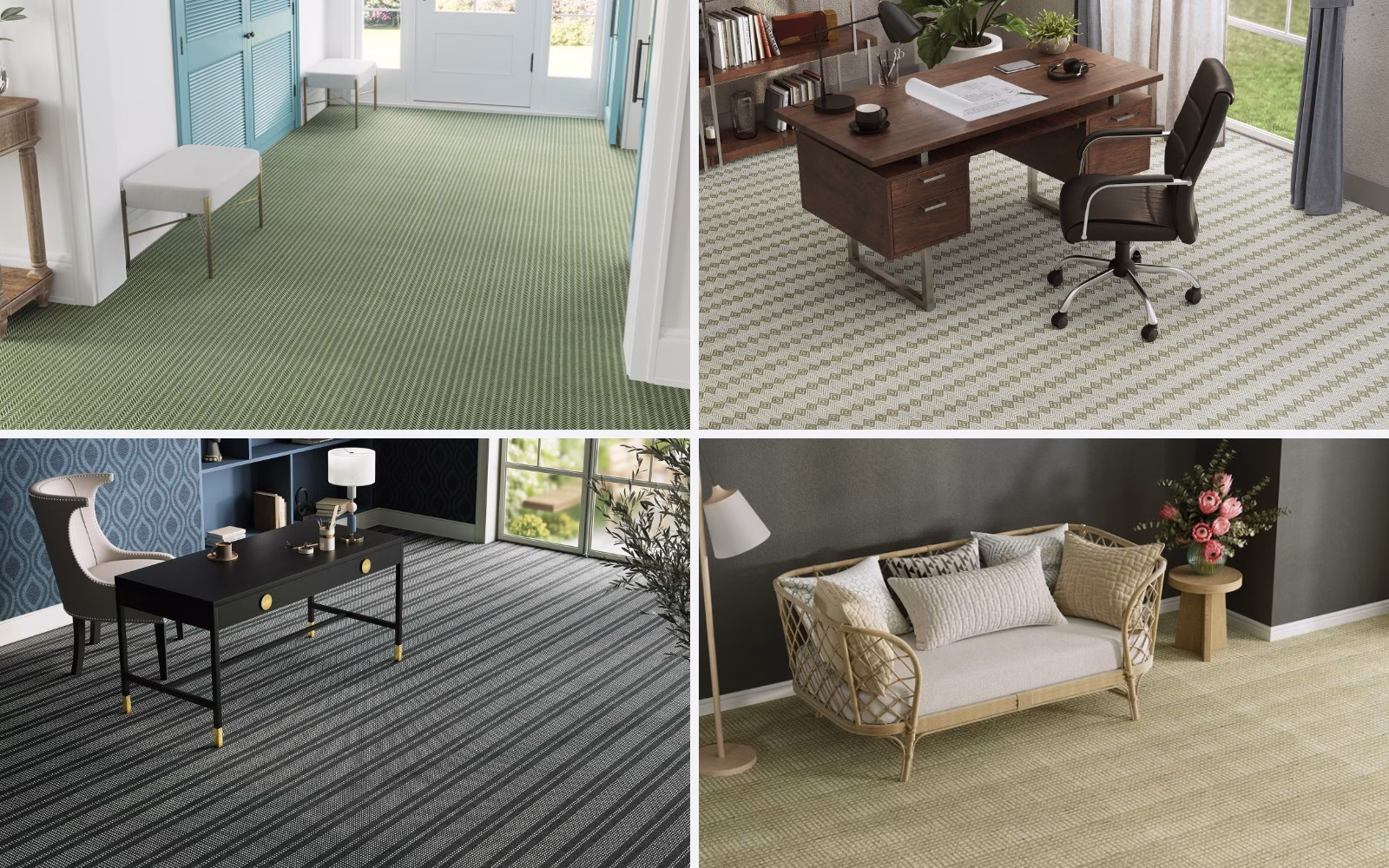 Four rooms rendered with wall to wall carpet