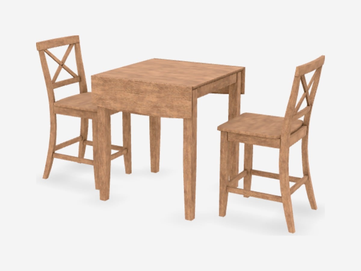 Dining table and chairs 3D model for AR, available as GLB and USDZ