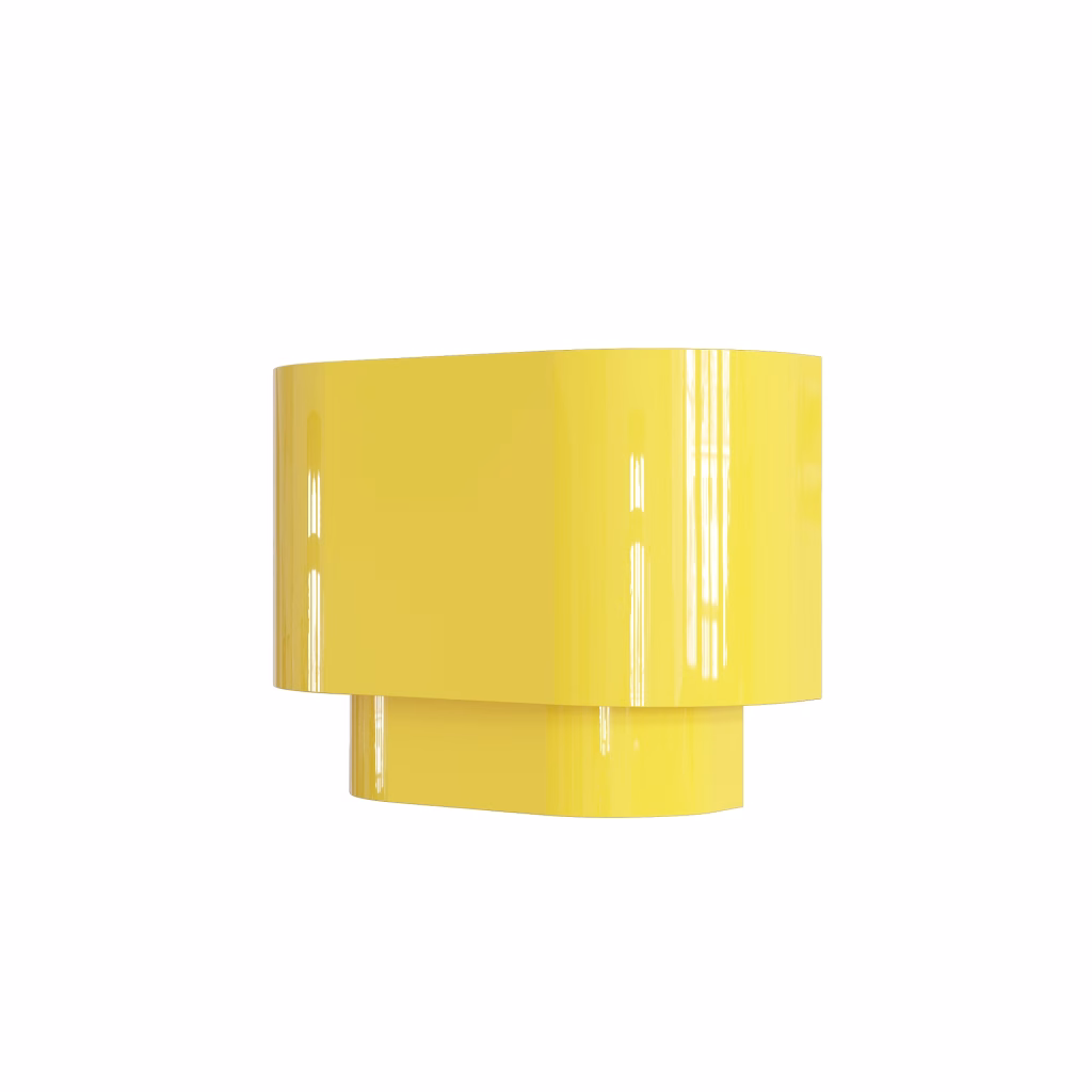 3D model of the Livex Lighting Springview wall sconce in glossy yellow on a white background