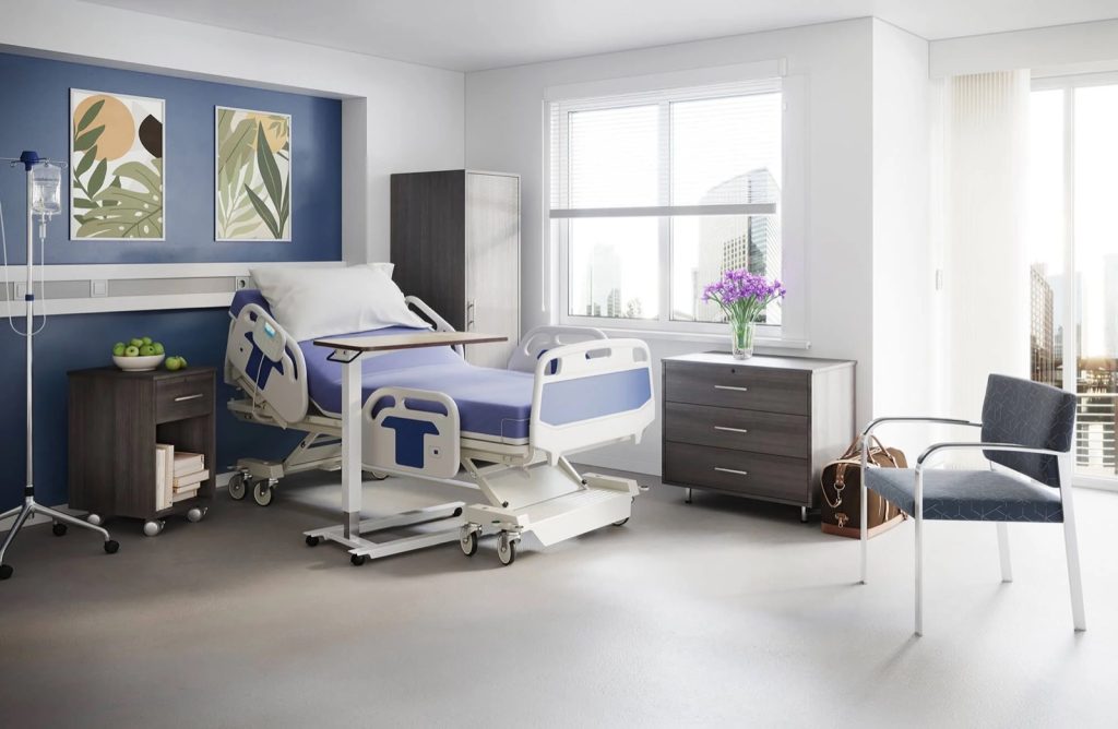 Hospital room furniture rendered in 3D for Trinity Furniture