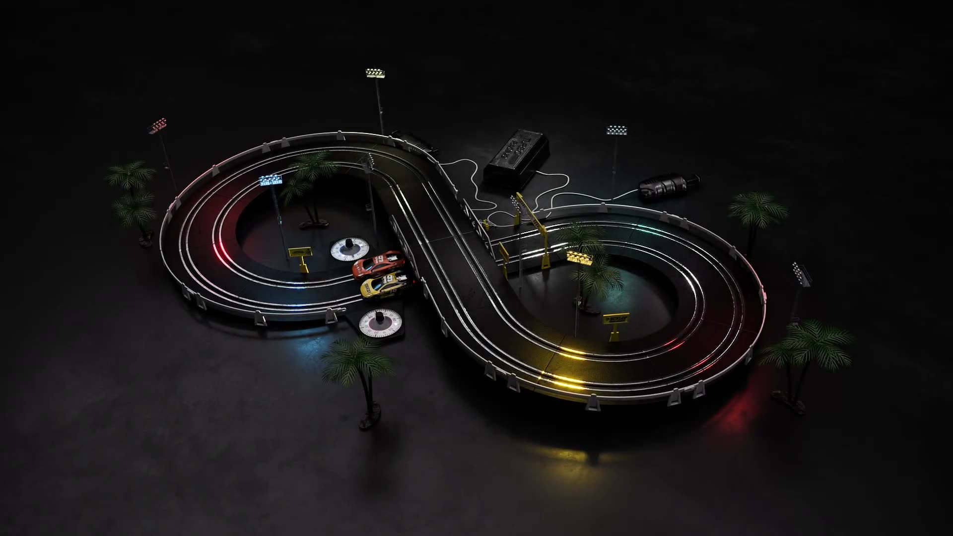 Amazon gallery video poster: 3D animation of the slot-car racing track