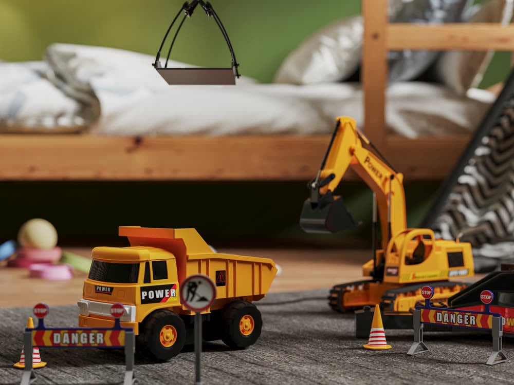 Cranes, excavators & building sets