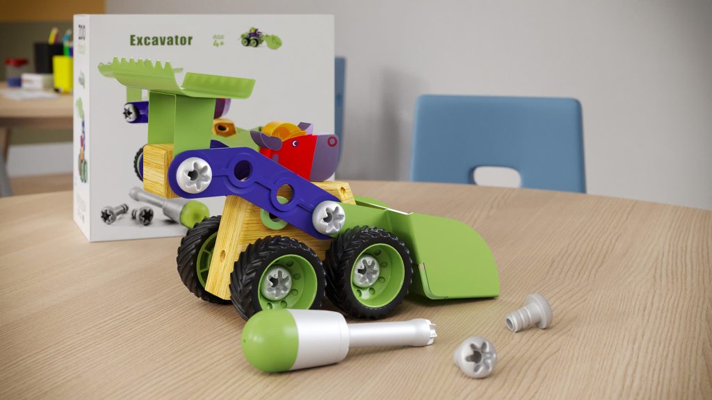 Cranes, excavators & building sets