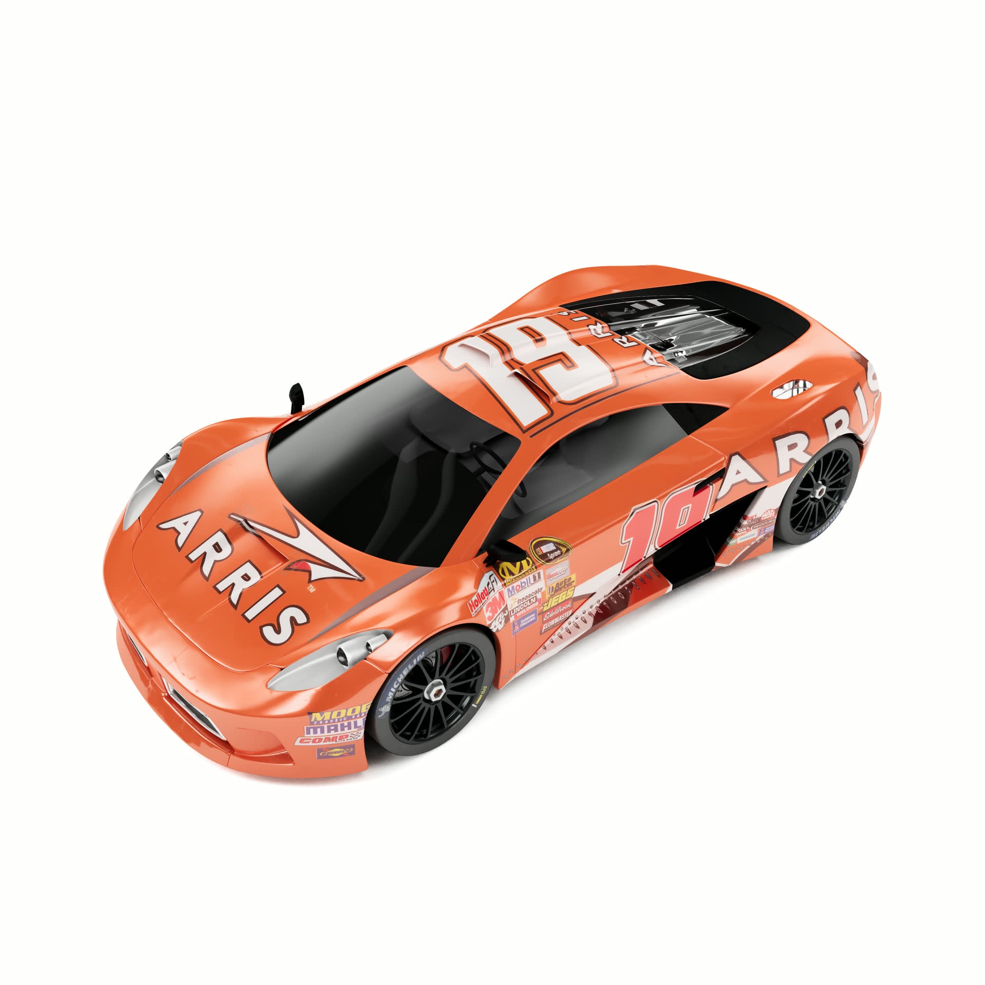 Amazon gallery thumbnail: studio silo 3D rendering of a single race car toy on white