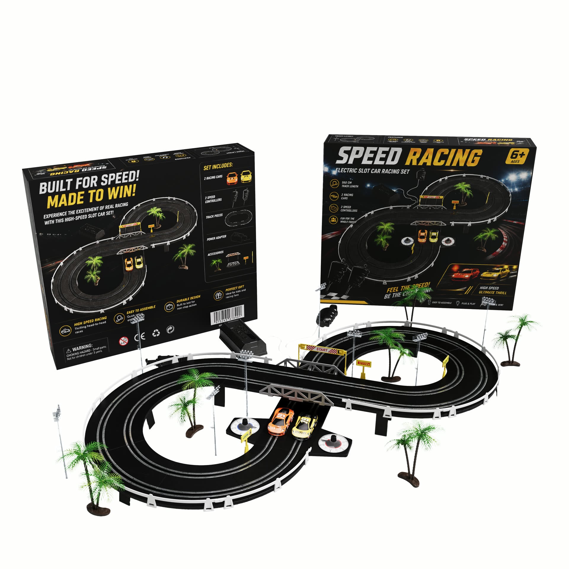 Amazon gallery thumbnail: 3D rendering of the Speed Racing slot-car retail packaging box